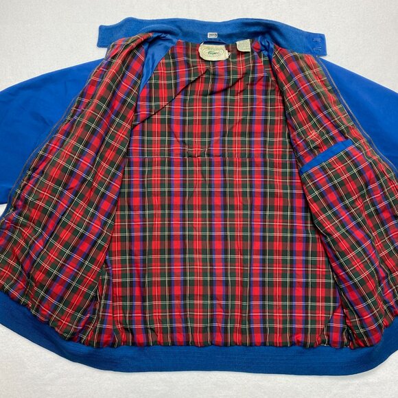 Vintage Izod Lacoste Bomber Jacket Men's L Blue Navy Plaid Lined Full Zip - Picture 13 of 16